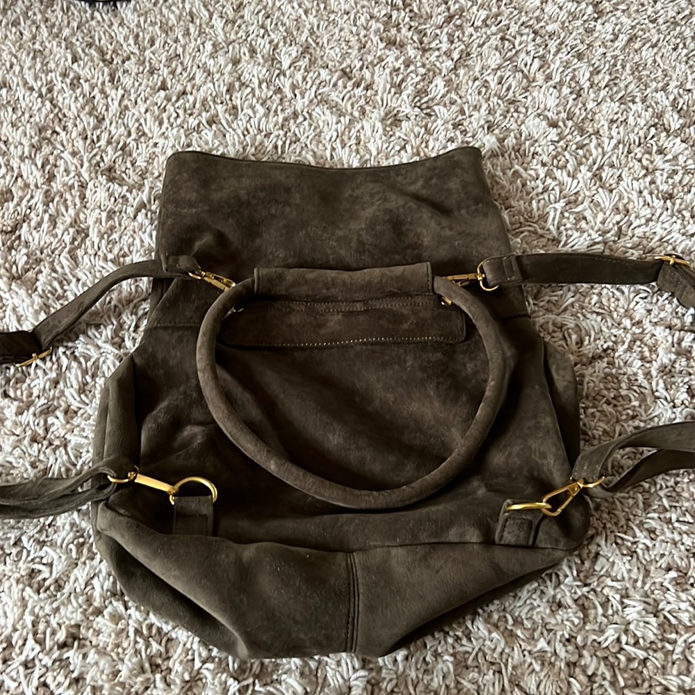 Anthropology Faux Suede Purse Mini Backpack